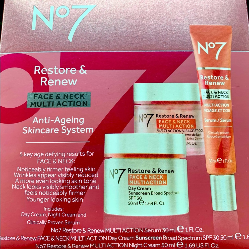 No7 Restore and Renew Face and Neck Multi action Anti-Aging Skincsre System